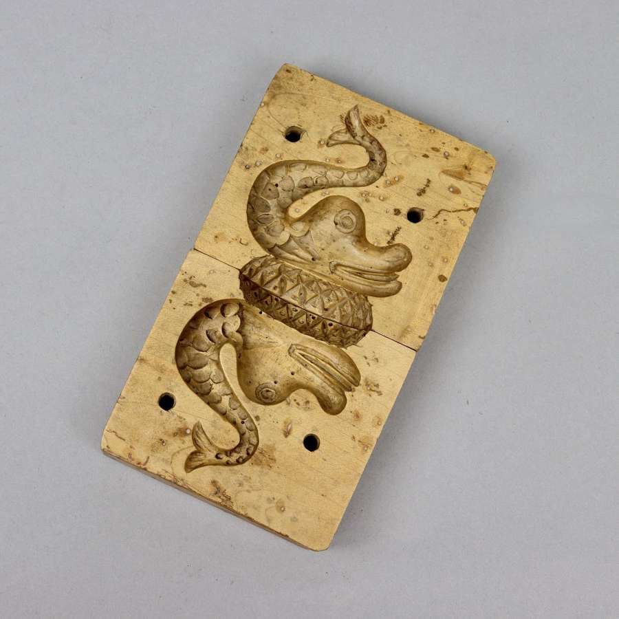 Wooden Butter Mould Carved with a Sturgeon