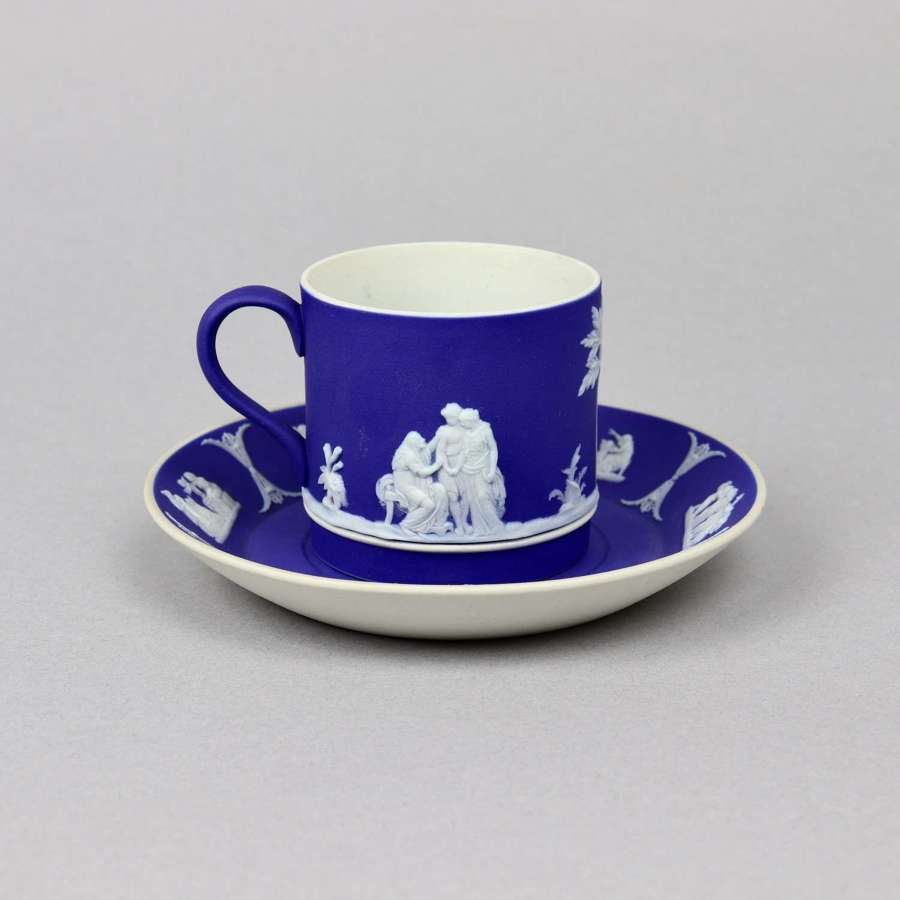 Wedgwood Blue Jasper Coffee Can and Saucer