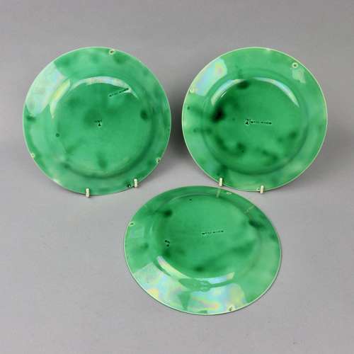 Three Wedgwood Majolica Cabbage Leaf Plates