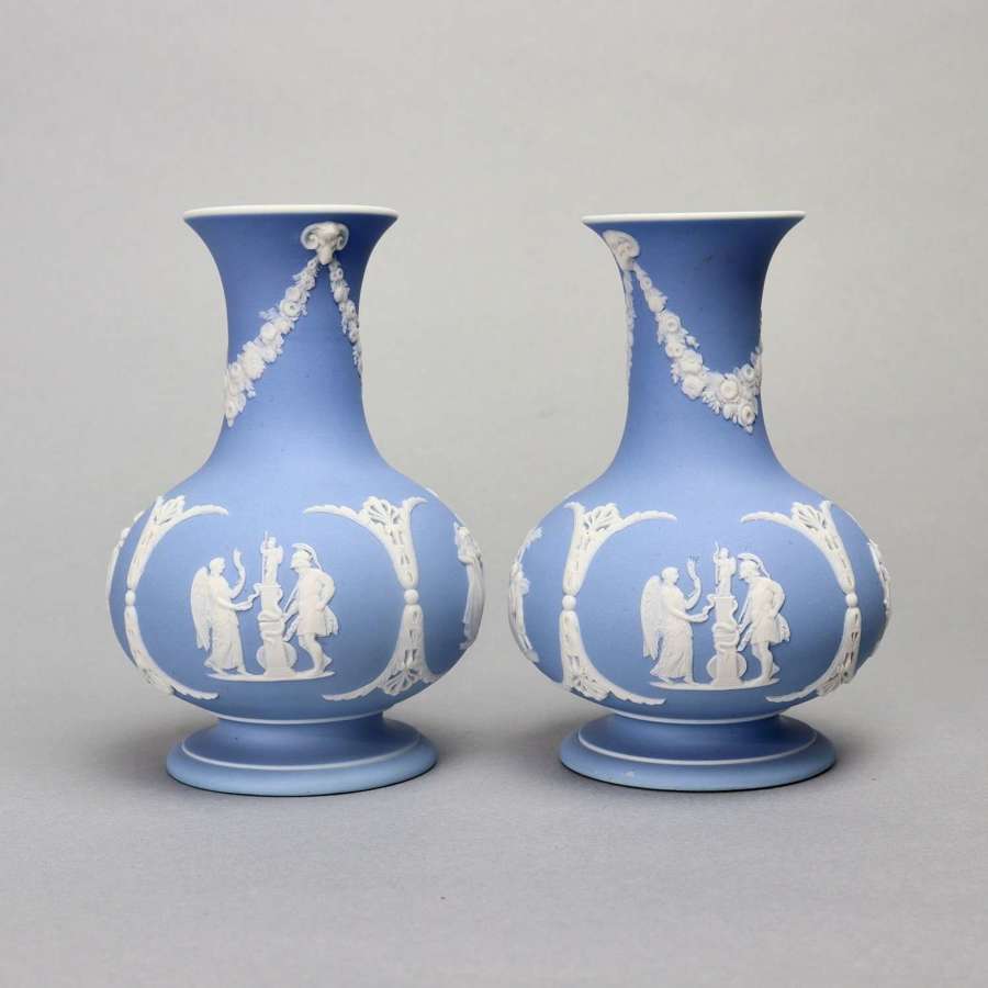 Pair of Wedgwood Pale Blue Jasper Vases