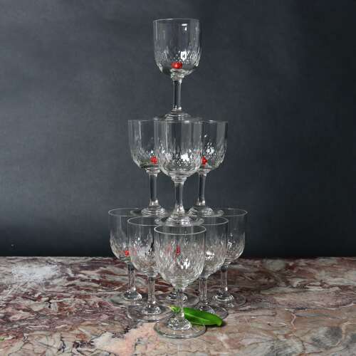 Set of ten Baccarat Crystal Dessert Wine Glasses