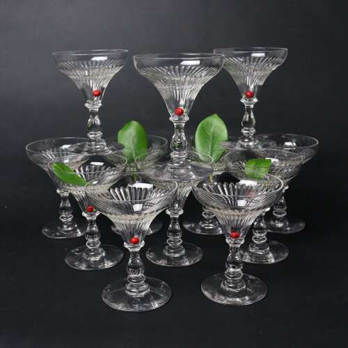 Fabulous Shaped, French Crystal Champagne Coupes