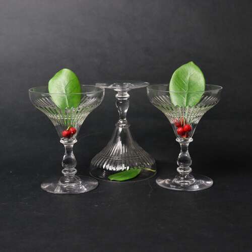 Fabulous Shaped, French Crystal Champagne Coupes