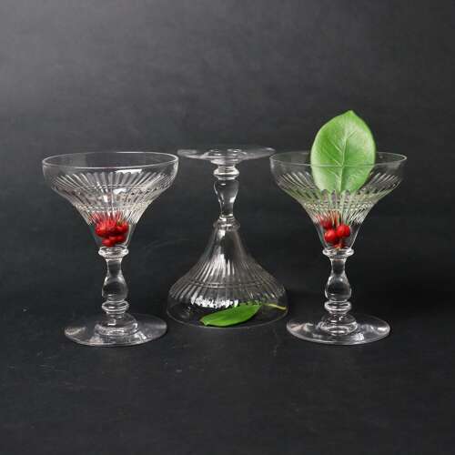 Fabulous Shaped, French Crystal Champagne Coupes