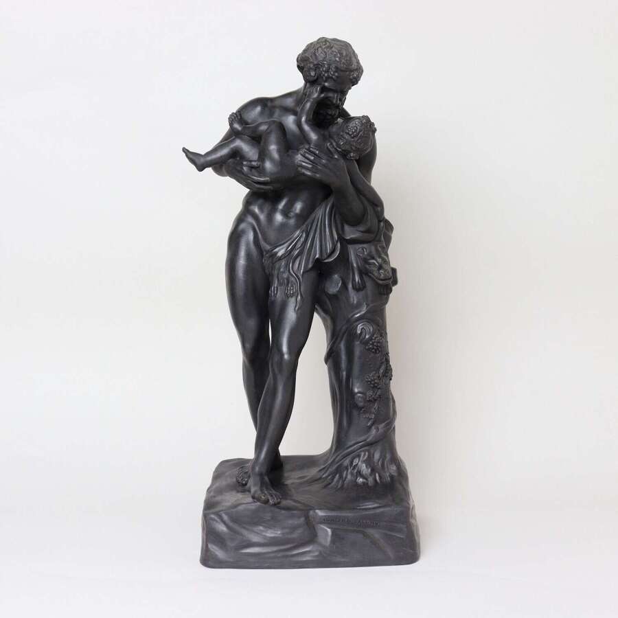Wedgwood Basalt Figure "Faun and Bacchus"