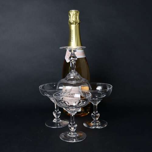 Set of 4 Unusual Crystal Champagne Coupes