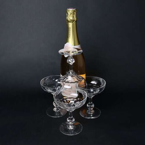 Set of 4 Unusual Crystal Champagne Coupes