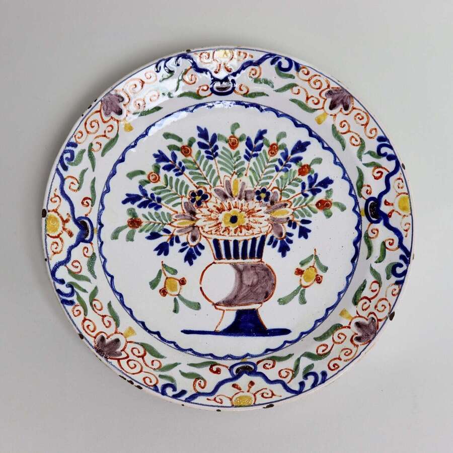 18th Century, Polychrome Dutch Delft Plate