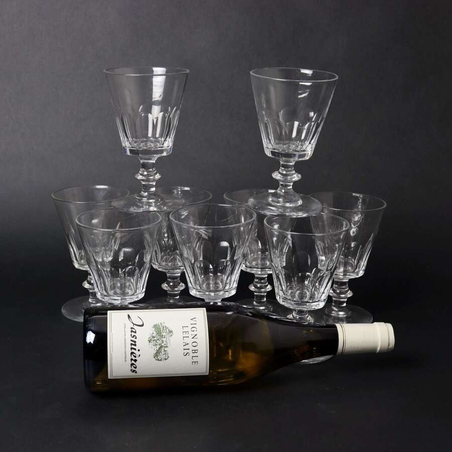 Set of 9 19th Century French Crystal Wine Glasses