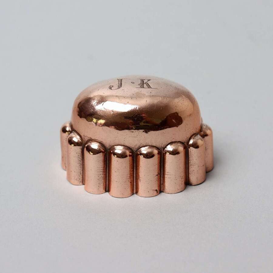 Miniature, Oval Copper Mould Engraved "J.K"